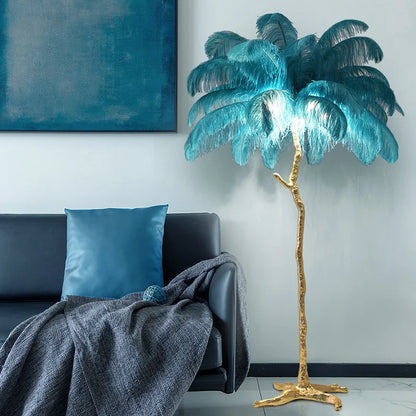 Ostrich feather floor lamp cord and plug detail