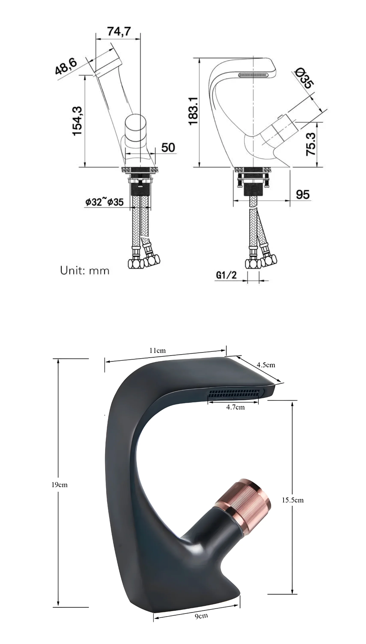Cascada Waterfall Single-Hole Bathroom Faucet