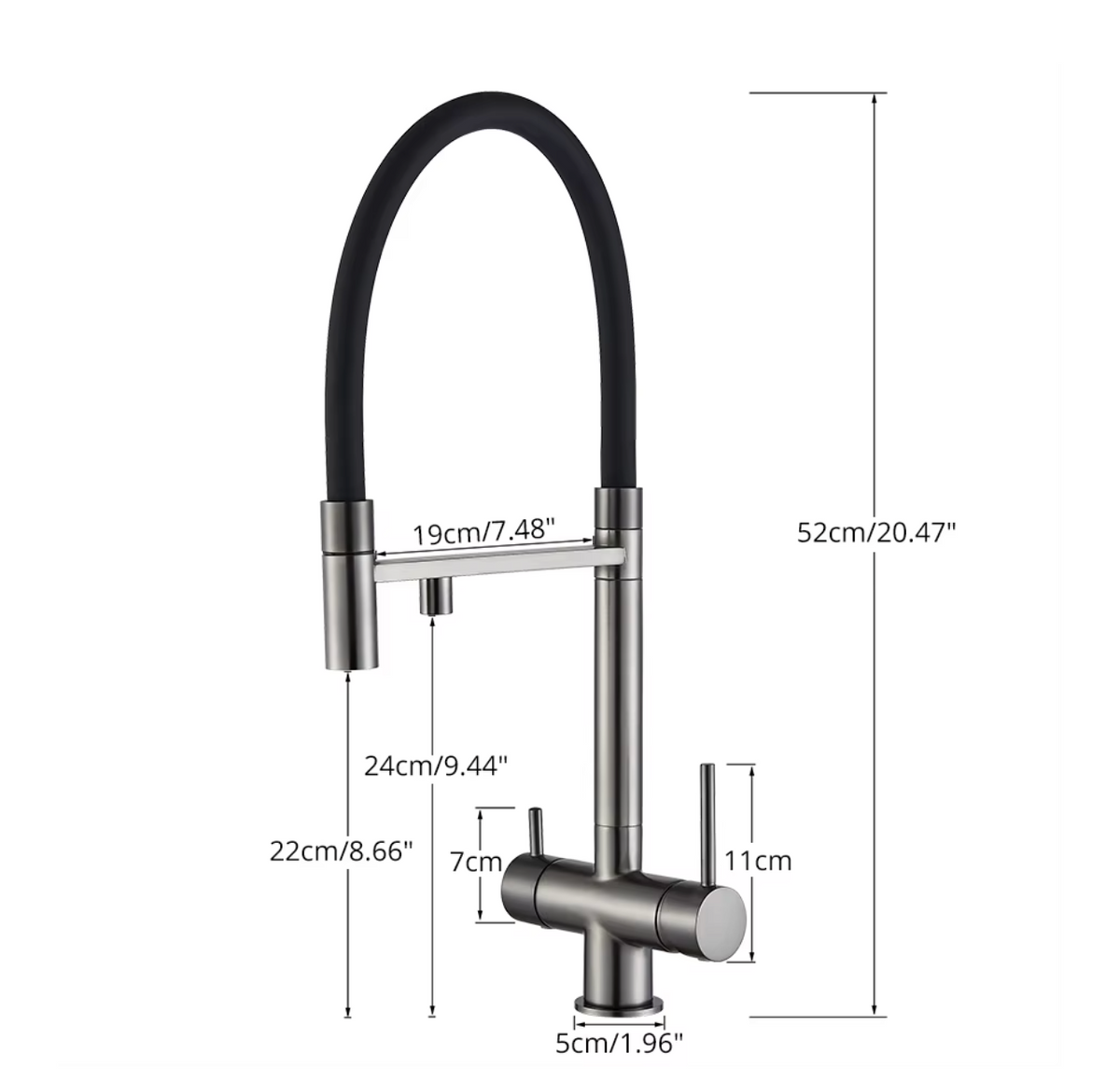 Purestream Pull-Down Kitchen Faucet spout close-up — Matte Gray finish — Casa Norex