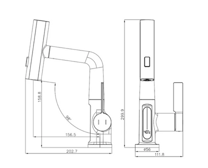 Novara Waterfall Bathroom Faucet full profile — Gold finish — Casa Norex
