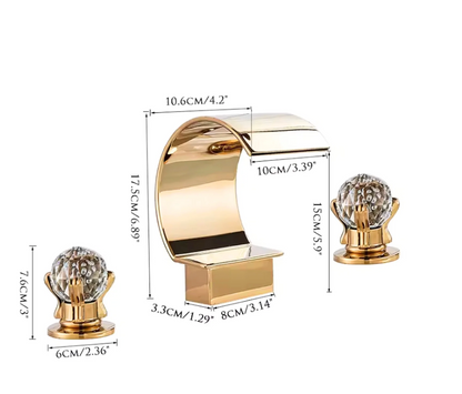 Crestfall Waterfall Bathroom Faucet mounting detail — Brushed Nickel finish — Casa Norex