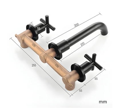 Rotare Wall-Mounted Double-Handle Bathroom Faucet