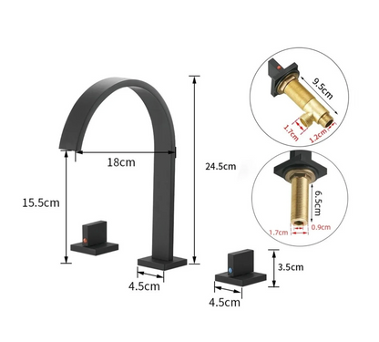 Squareline Bathroom Faucet valve detail — Chrome finish — Casa Norex