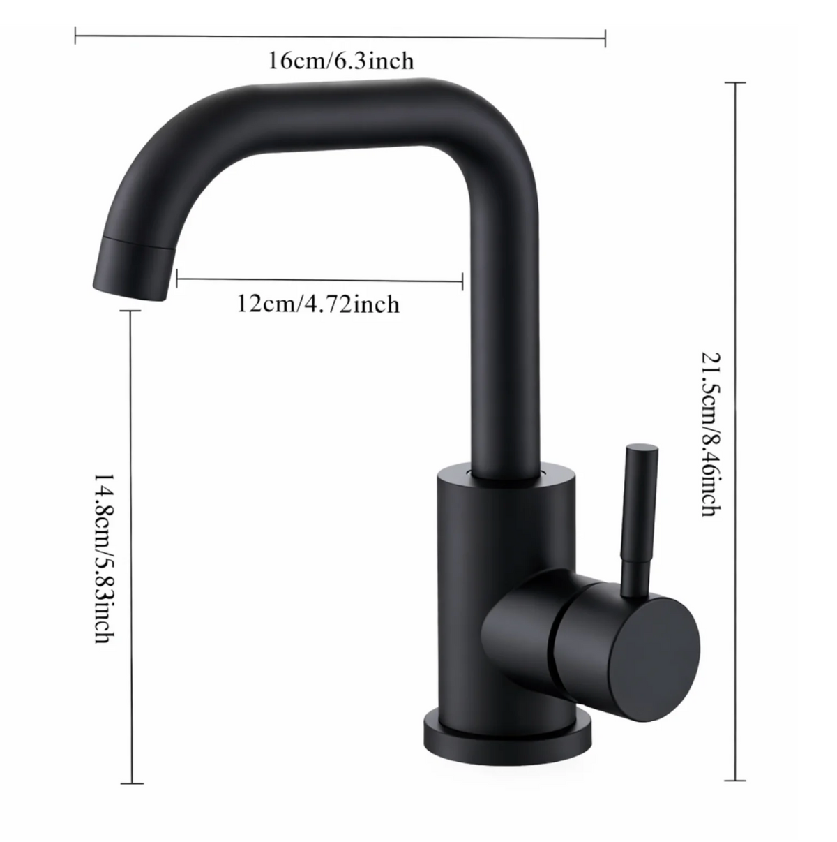 Steelcrest Bathroom Basin Faucet base plate detail — Black finish — Casa Norex