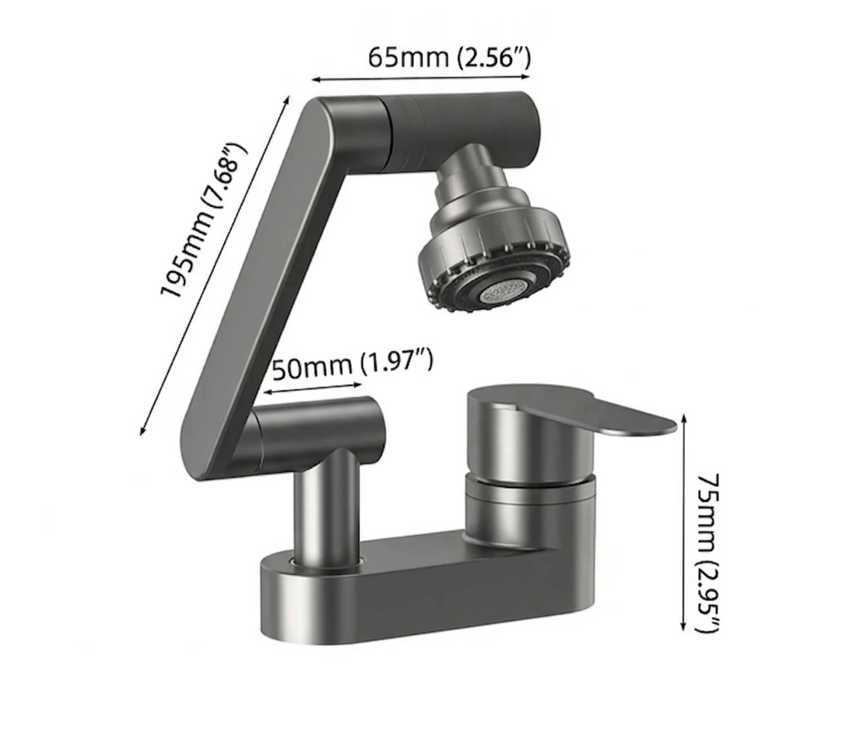 Rotaflow Bathroom Basin Faucet aerator close-up — Black finish — Casa Norex