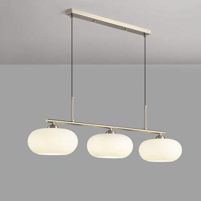 3-globe glass pendant light — linear bar in Nickel finish | Casa Norex