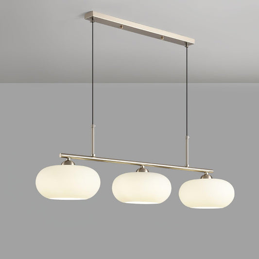 3-globe glass pendant light — linear bar in Nickel finish | Casa Norex