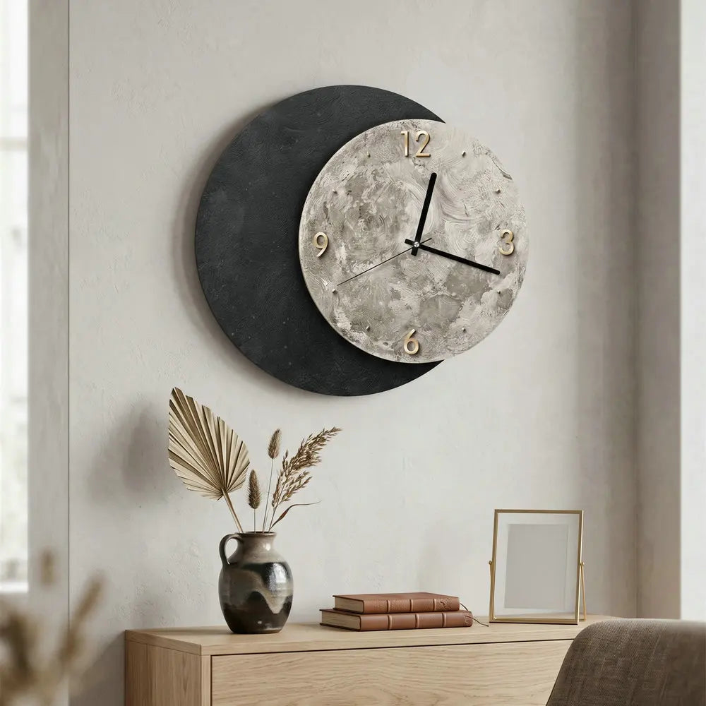 3D Black Moon Wall Clock detail view 6 — Casa Norex