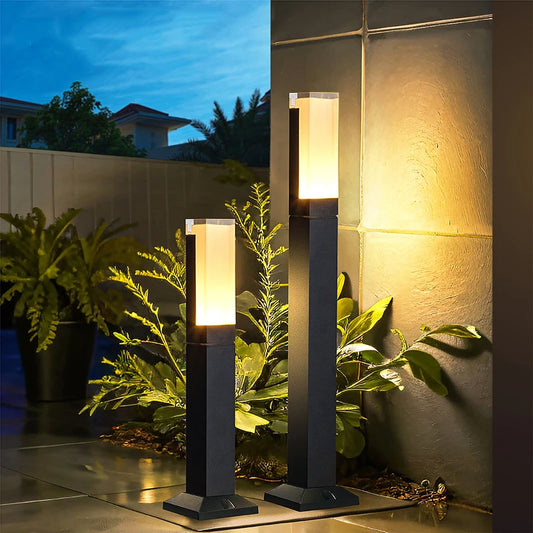 Aluminum LED landscape lawn lamp installed in a lawn