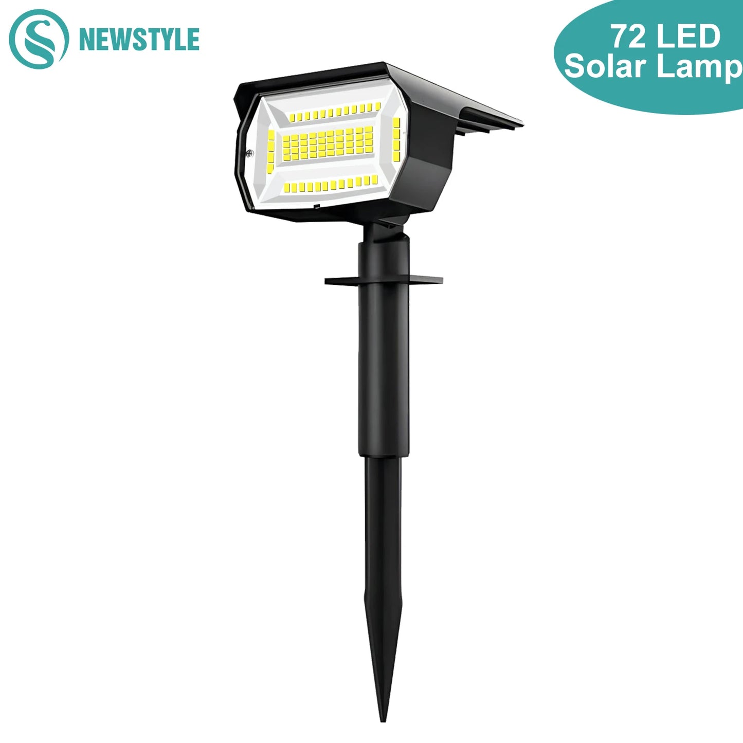 Solar landscape spotlight in warm white light output
