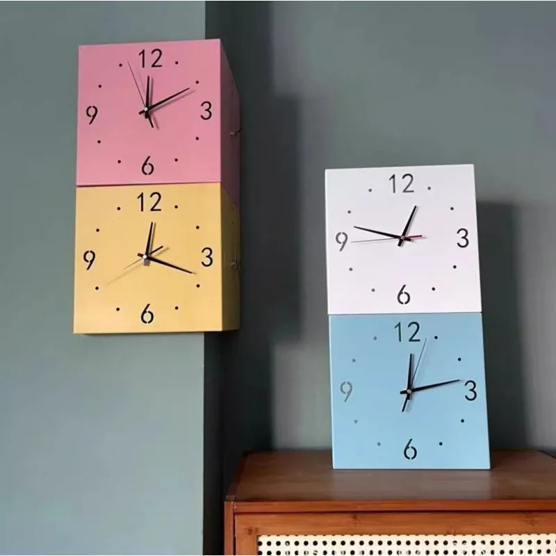 Square Corner Wall Clock double-sided view — Casa Norex