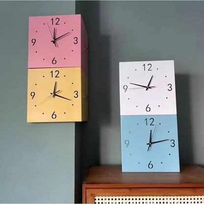 Square Corner Wall Clock double-sided view — Casa Norex