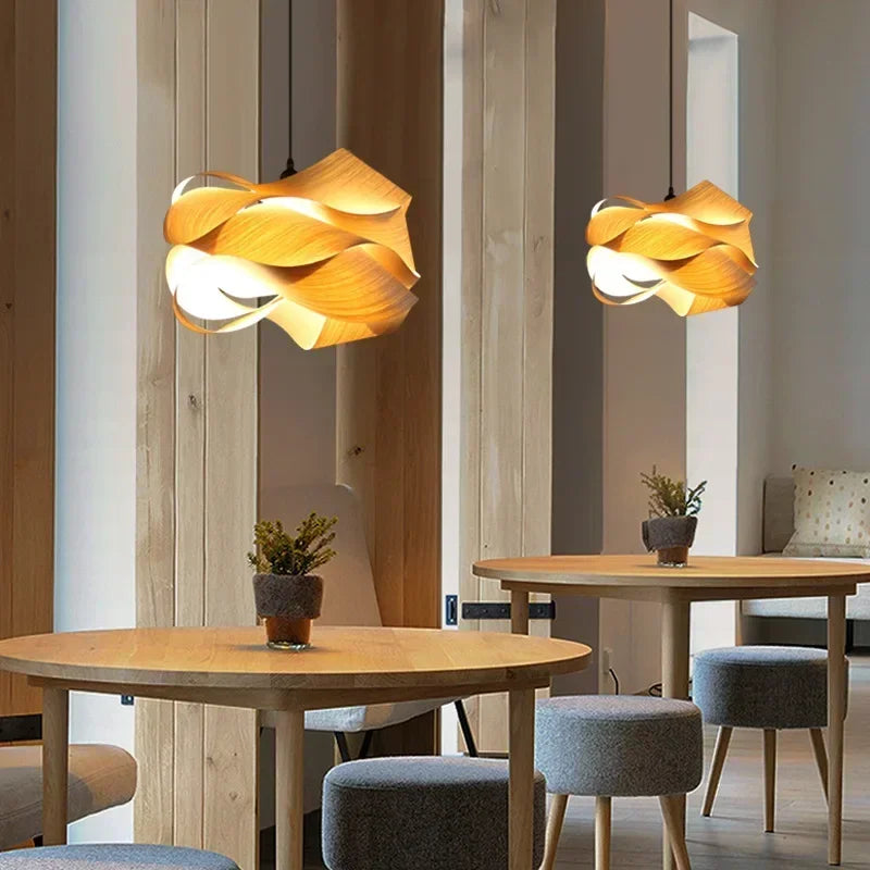 Kaya wooden skin pendant light entryway ceiling lamp — Casa Norex