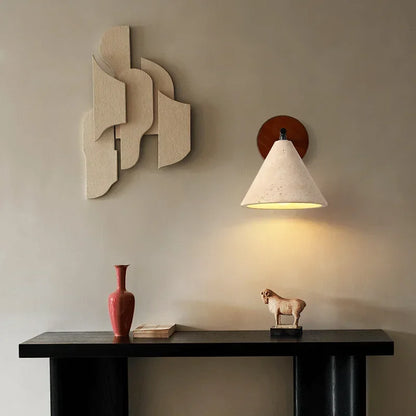 Japandi wall sconce installed - dimmable bedroom lighting - Casa Norex