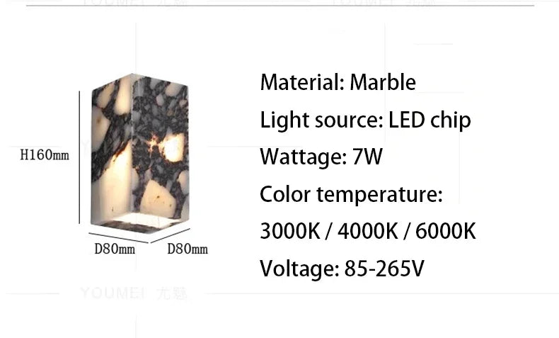Marble wall sconce switched off — natural stone finish | Casa Norex