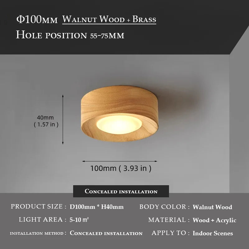Ceiling spotlight in Walnut concealed mount style