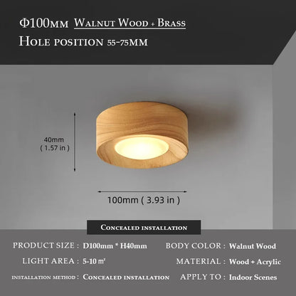 Ceiling spotlight in Walnut concealed mount style