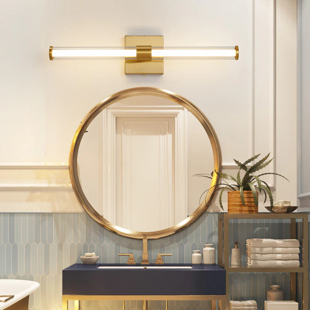 Two-bulb sconce light on - 24W soft white 4000K - Casa Norex