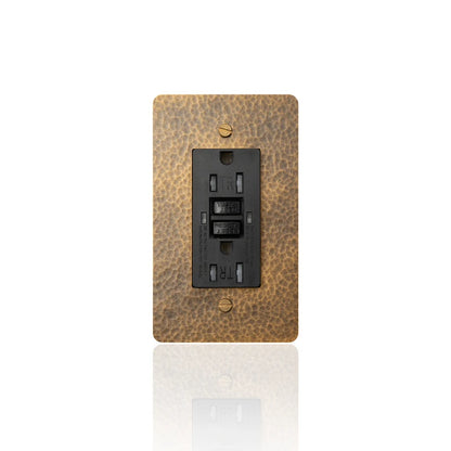 Hammered brass GFCI wall outlet — 15A ground-fault protection | Casa Norex