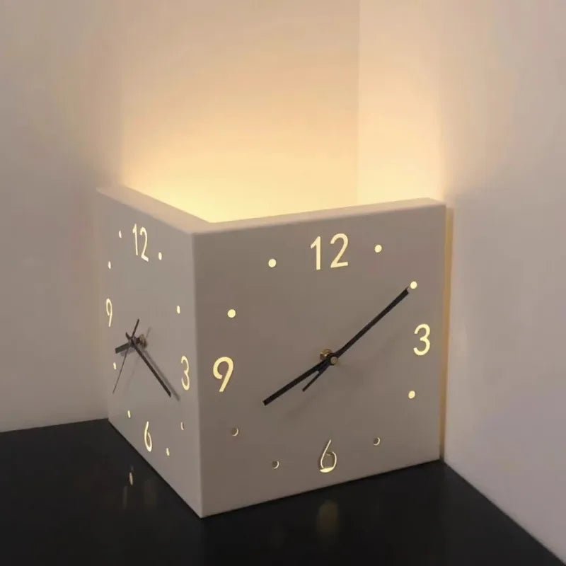 Square Corner Wall Clock silent analog movement detail — Casa Norex
