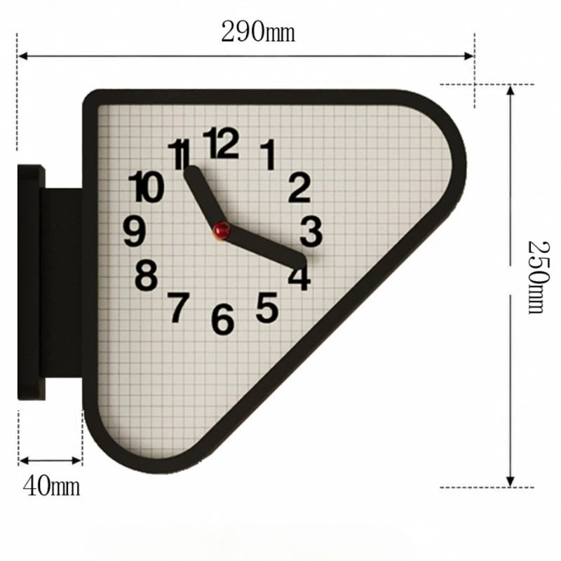 Triangular Corner Wall Clock — acrylic dial, wooden shell | Casa Norex