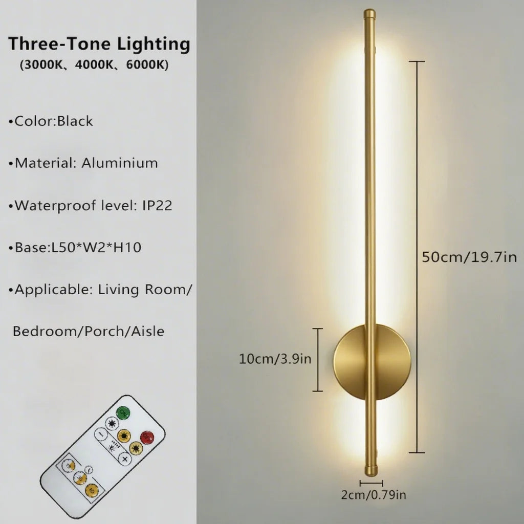 Magnetic rechargeable wall sconce — gold finish with dimmable LED | Casa Norex
