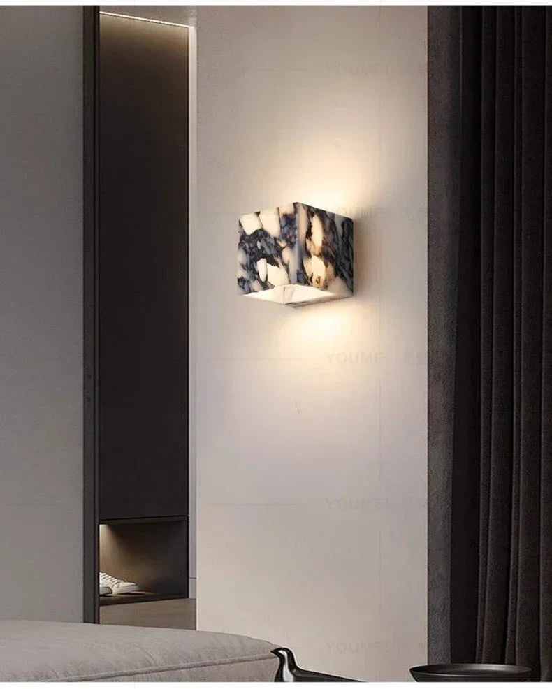 Marble wall sconce mounted in foyer setting | Casa Norex