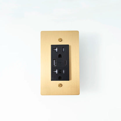 Gold Black 20A wall outlet — USB Type-C port — Casa Norex