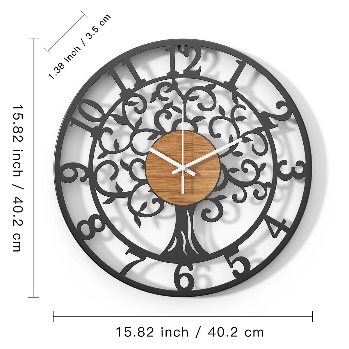 Life Tree Iron Wall Clock detail view 2 — Casa Norex