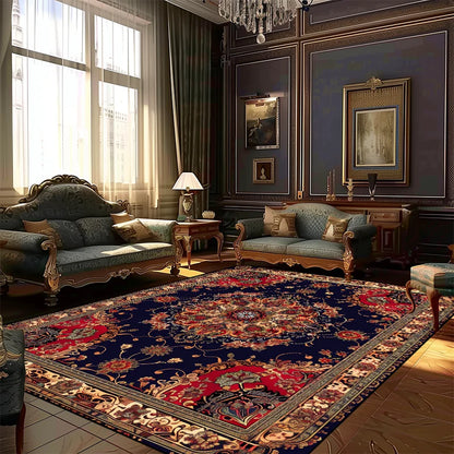 Persian print area rug in bedroom setting | Casa Norex