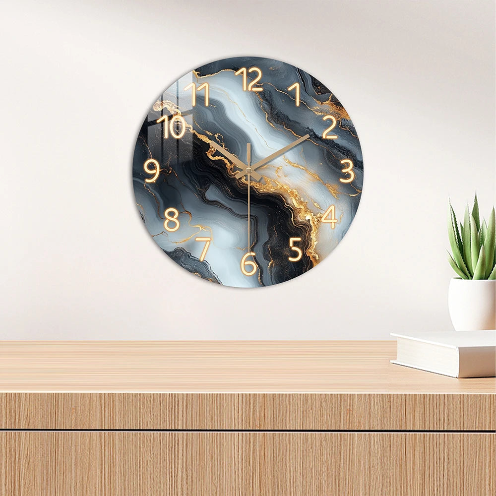 Marble-Pattern Wood Wall Clock needle display close-up | Casa Norex
