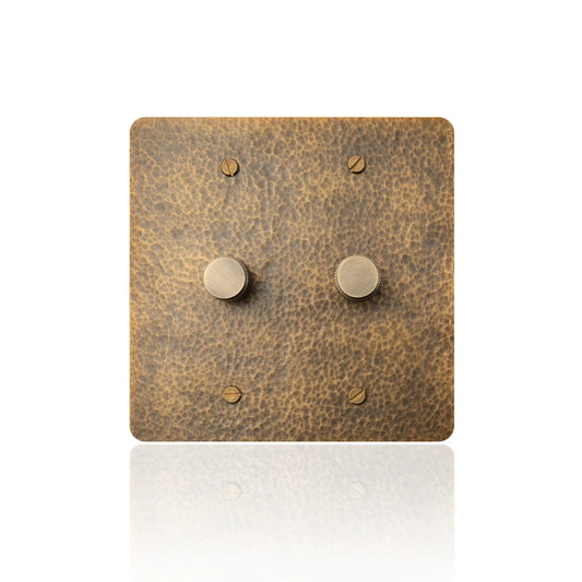 Hammered brass dimmer switch — double 2-way configuration | Casa Norex