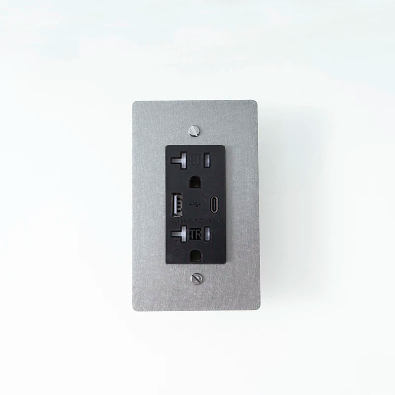 Stainless Steel 20A wall outlet — USB Type-C port — Casa Norex