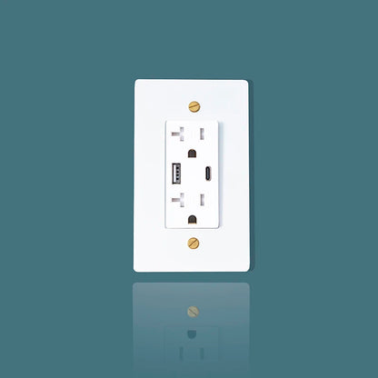 20A wall outlet in White Gold finish — USB Type-C port | Casa Norex