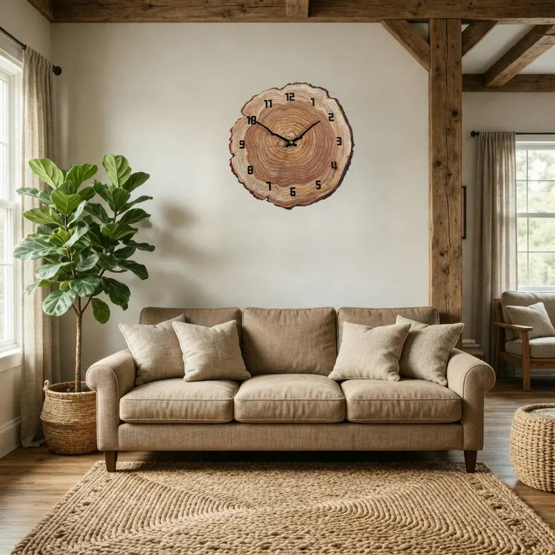 Wood Grain Round Wall Clock detail view 3 — Casa Norex