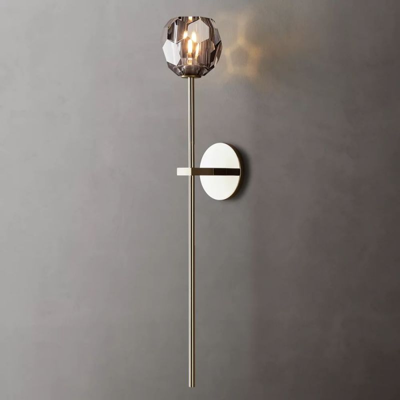 Boule glass sconce lacquered burnished brass finish — Casa Norex