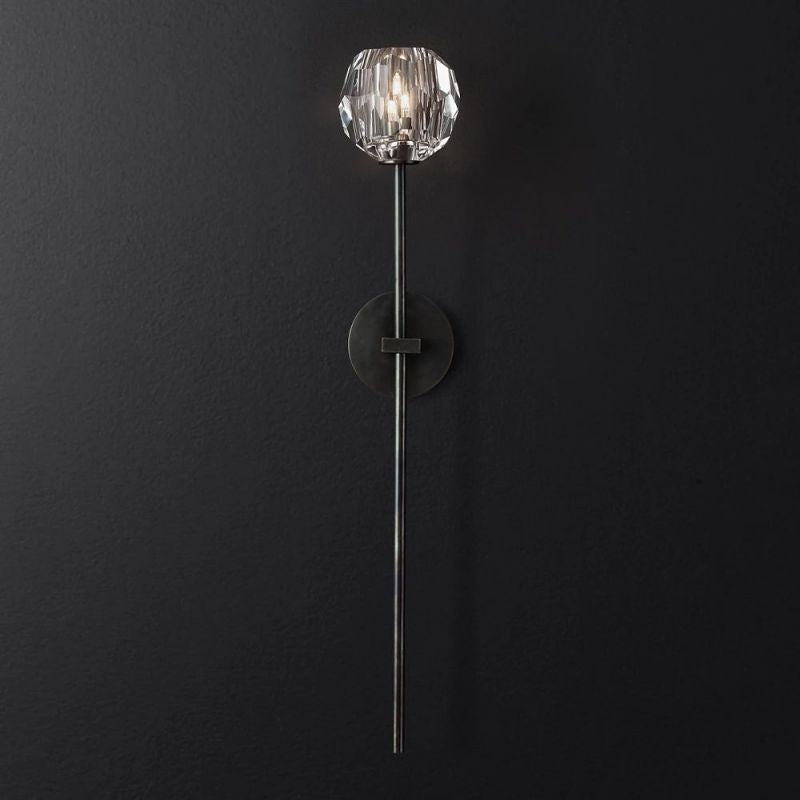 Close-up of K9 crystal sphere on Boule glass sconce | Casa Norex