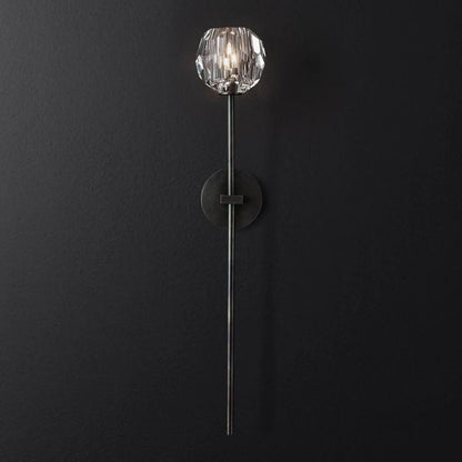 Close-up of K9 crystal sphere on Boule glass sconce | Casa Norex