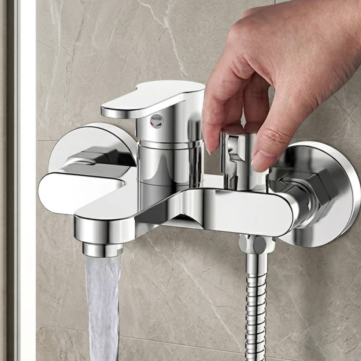 Diverta Shower Faucet Set finish close-up — Chrome finish — Casa Norex