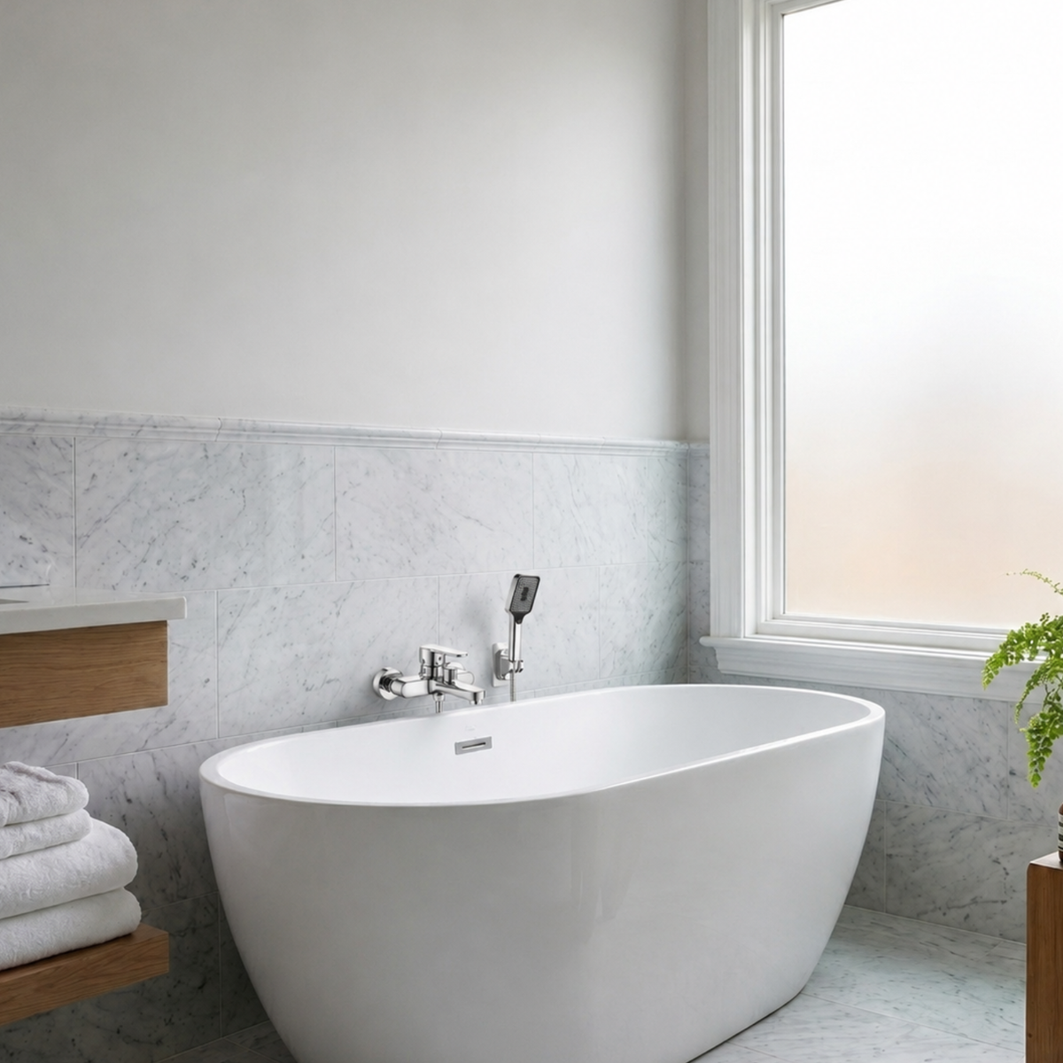 Diverta Shower Faucet Set install angle — Chrome finish — Casa Norex