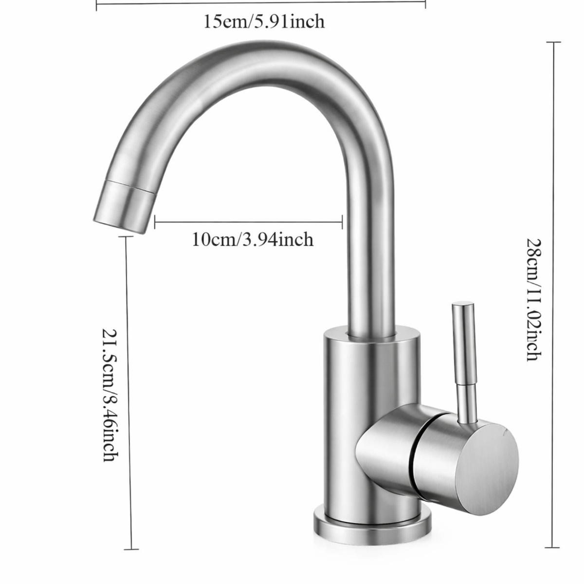 Steelcrest Bathroom Basin Faucet top-down view — Black finish — Casa Norex