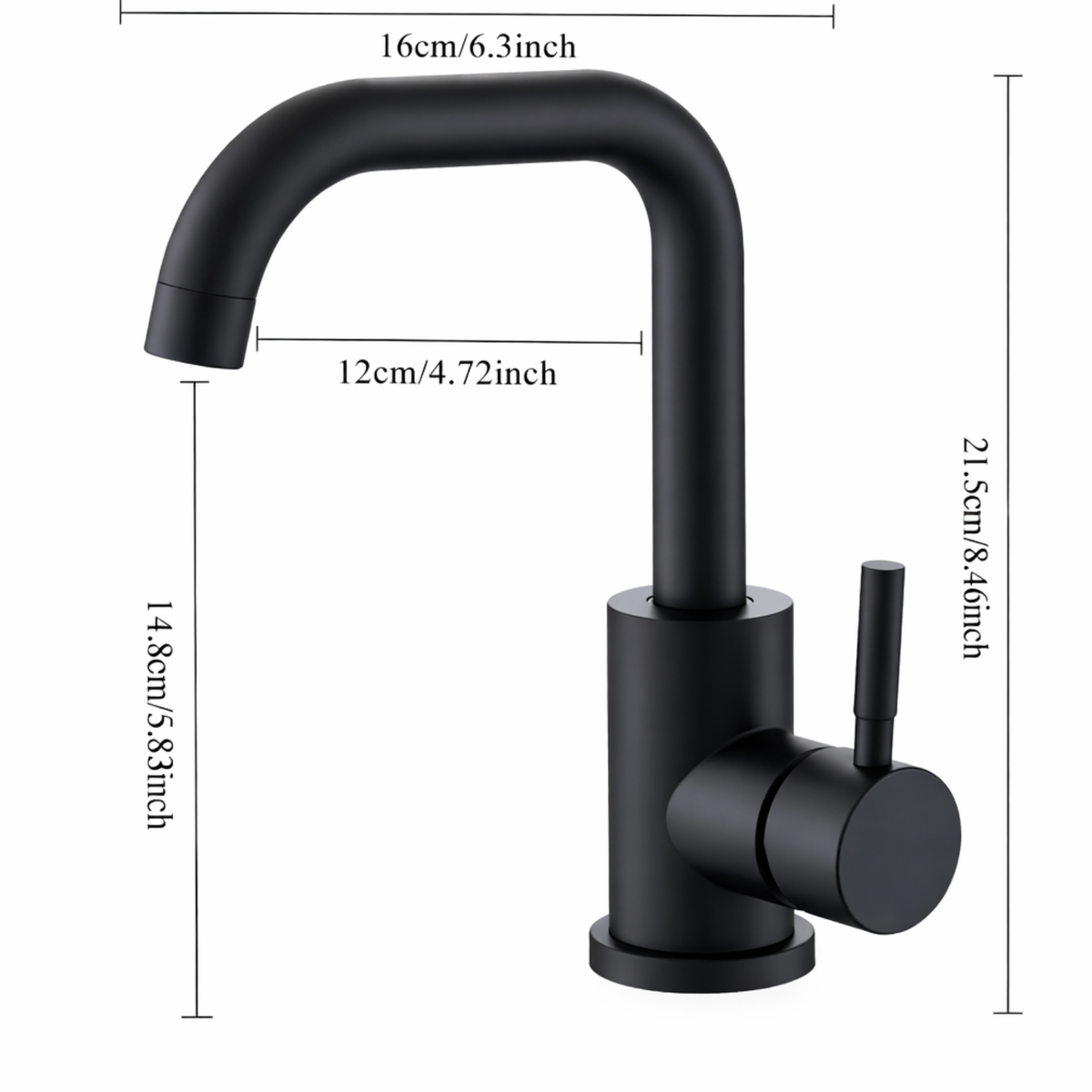 Steelcrest Bathroom Basin Faucet base plate detail — Black finish — Casa Norex