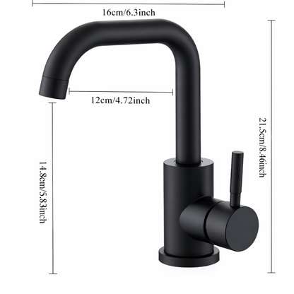 Steelcrest Bathroom Basin Faucet base plate detail — Black finish — Casa Norex