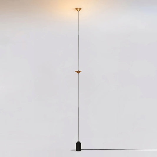Soreluna floor lamp — marble base with gold conical shades | Casa Norex
