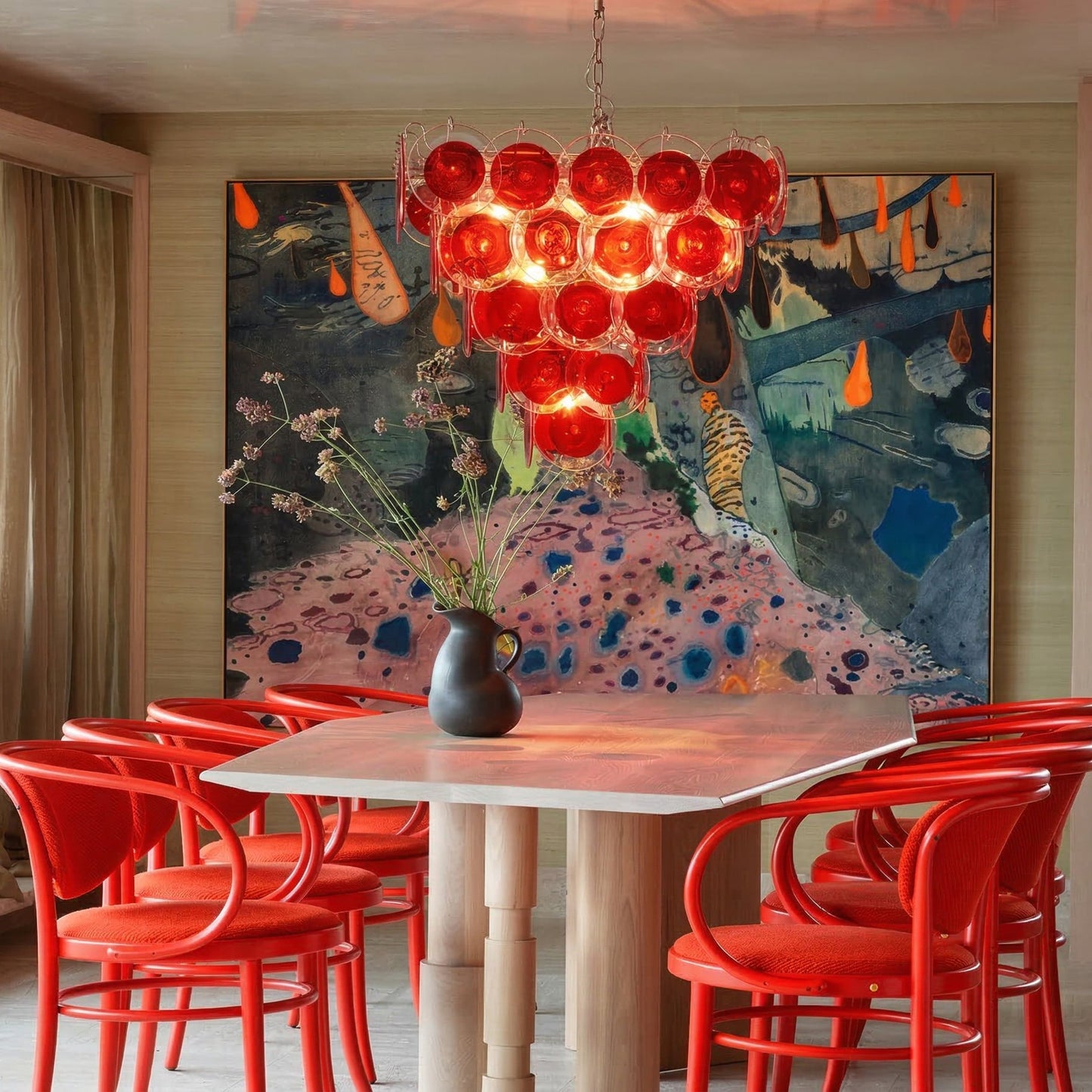 Stiletto Crimson Disc Chandelier