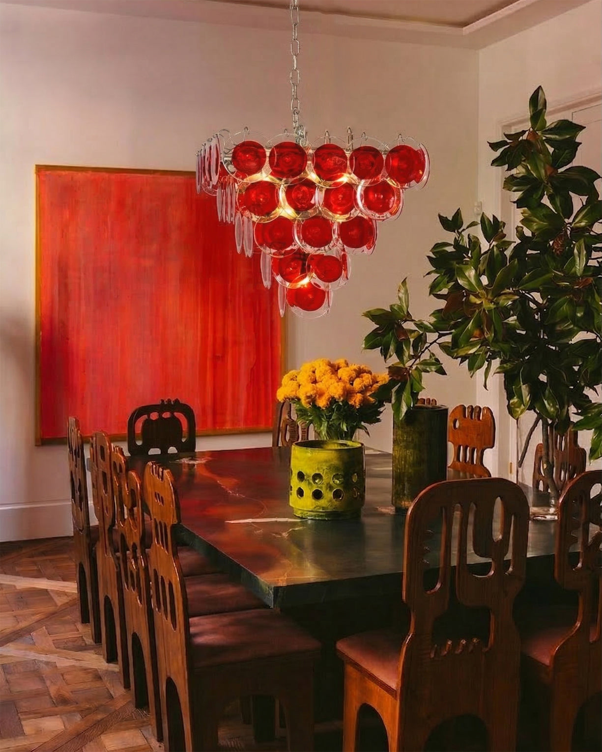 Stiletto Crimson Disc Chandelier