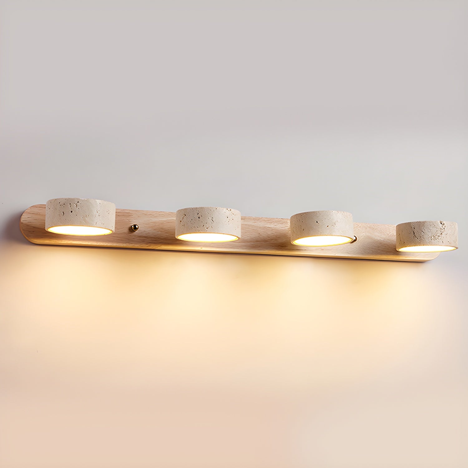 Rechargeable travertine wall light detail — Casa Norex