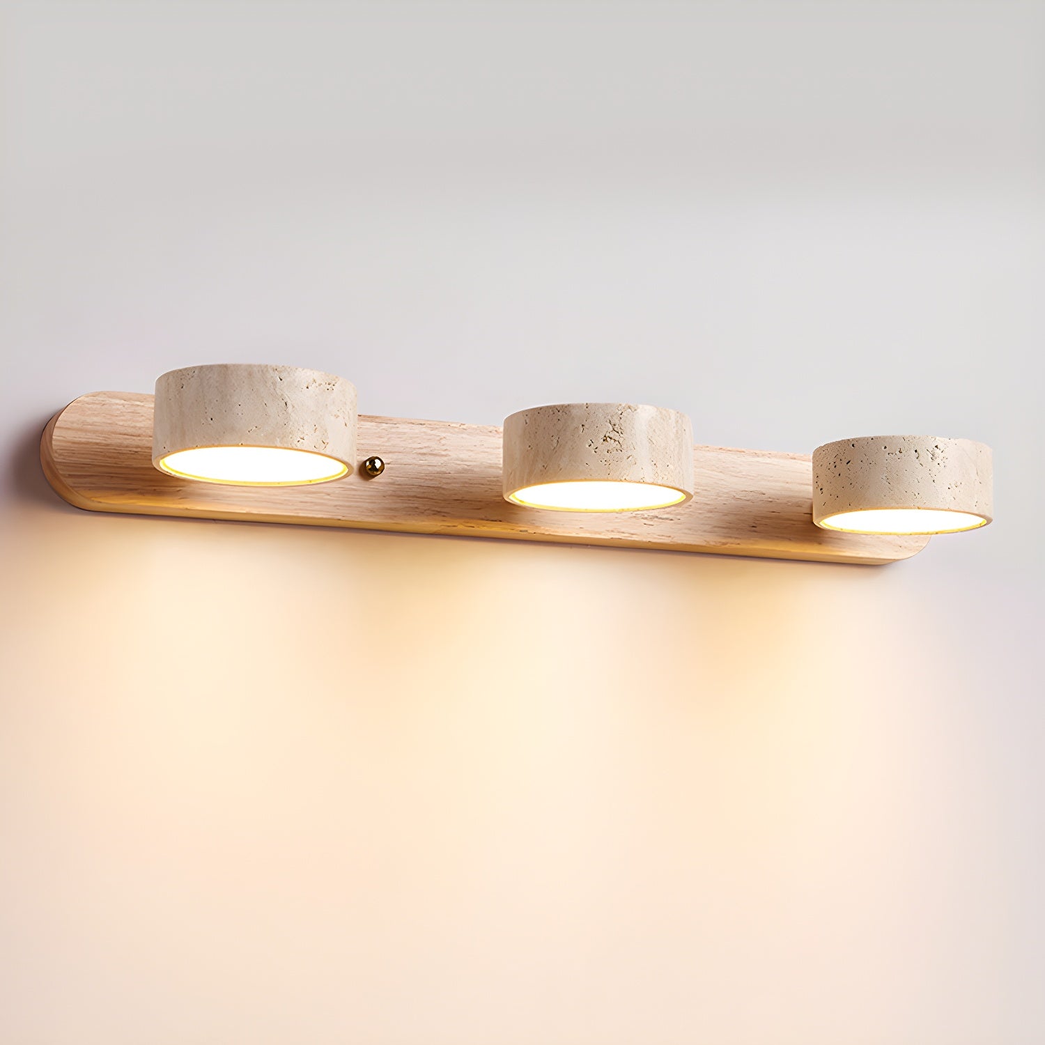 Travertine Duo wall light 2-light size — wood color | Casa Norex