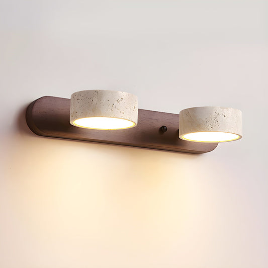 Travertine Duo wall light — yellow travertine and walnut finish | Casa Norex