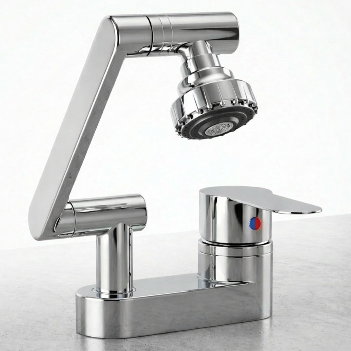 Rotaflow Bathroom Basin Faucet spray head detail — Silver finish — Casa Norex